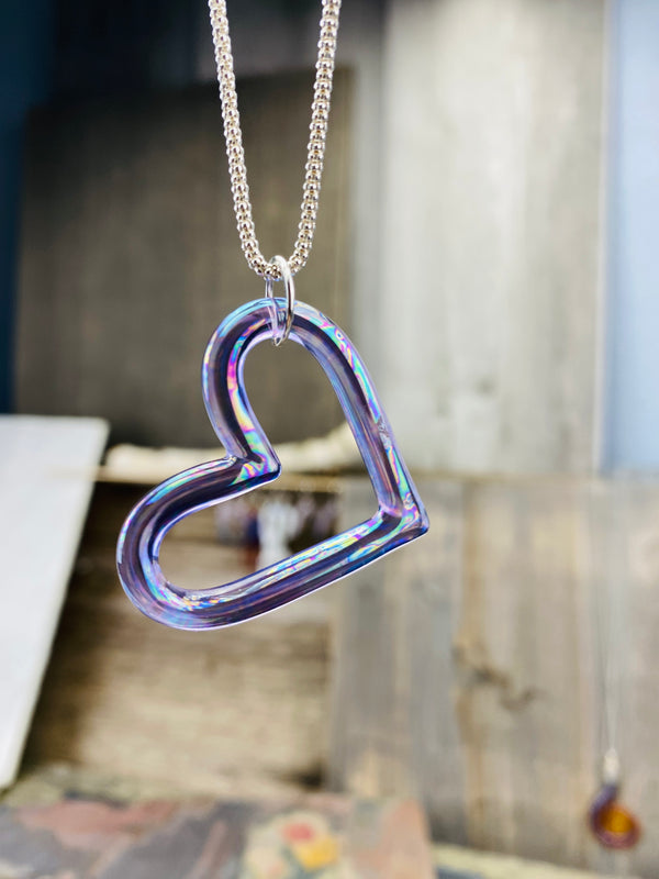 Heart Pendant | Oil Slick Purple Rain
