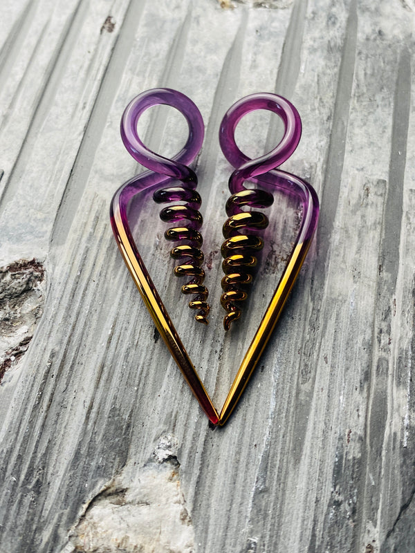 Corkscrew Squids | 22K Gold on Gold Amethyst | 10G - 0G