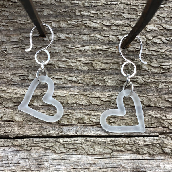 Heartwires | Clear Seaglass Hearts